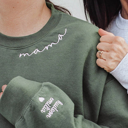 Custom Mama Sweatshirt with Kids Names on Sleeve Christmas Gift for Mom Birthday Gifts